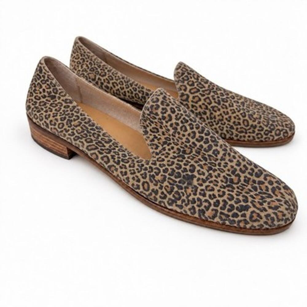 Lucky Brand Cahill Loafers Leopard Flats Size 10M Leather Slip-On Shoes